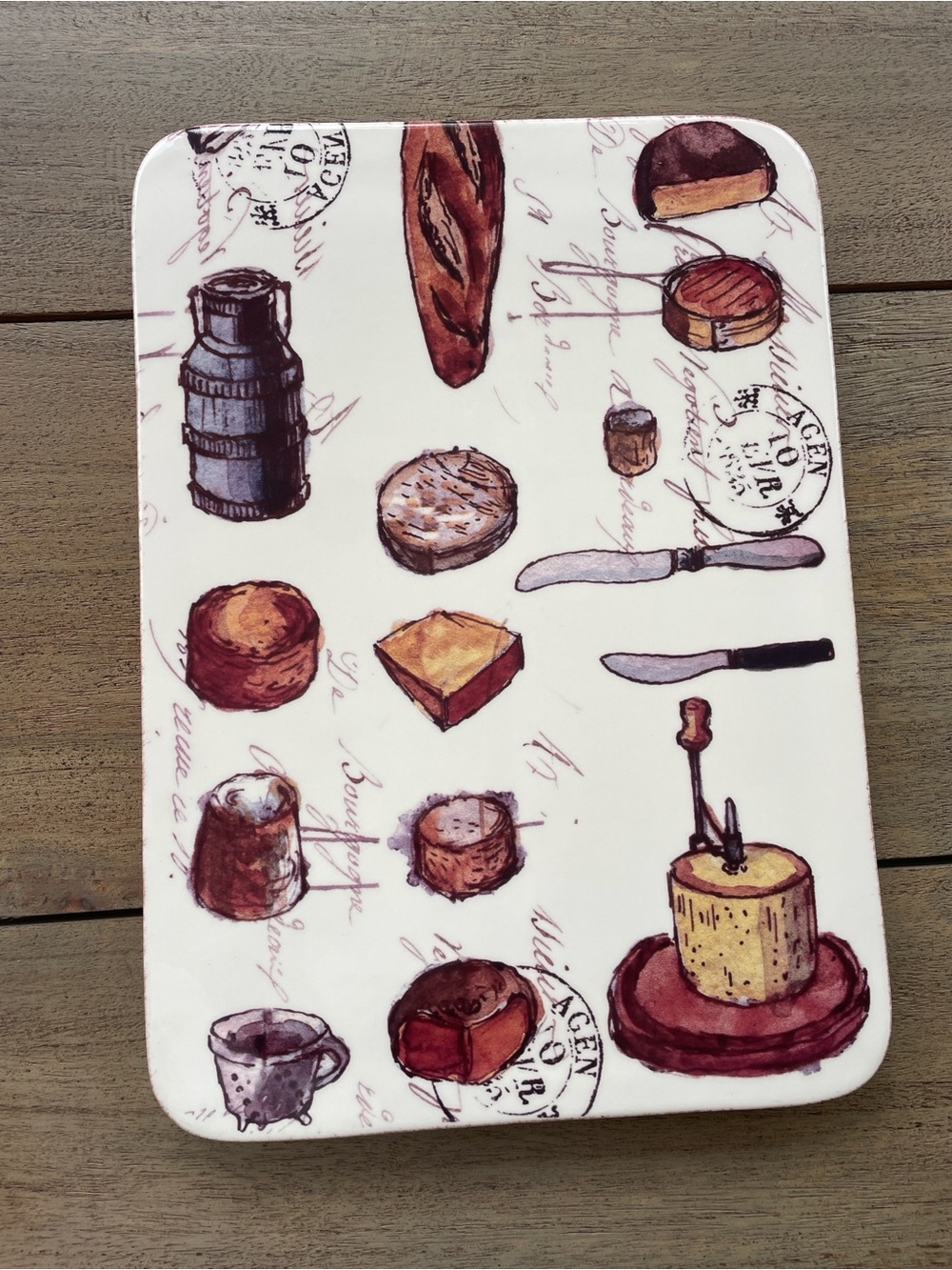 Williams Sonoma Cheese & Bread Illustrated Cutting Board